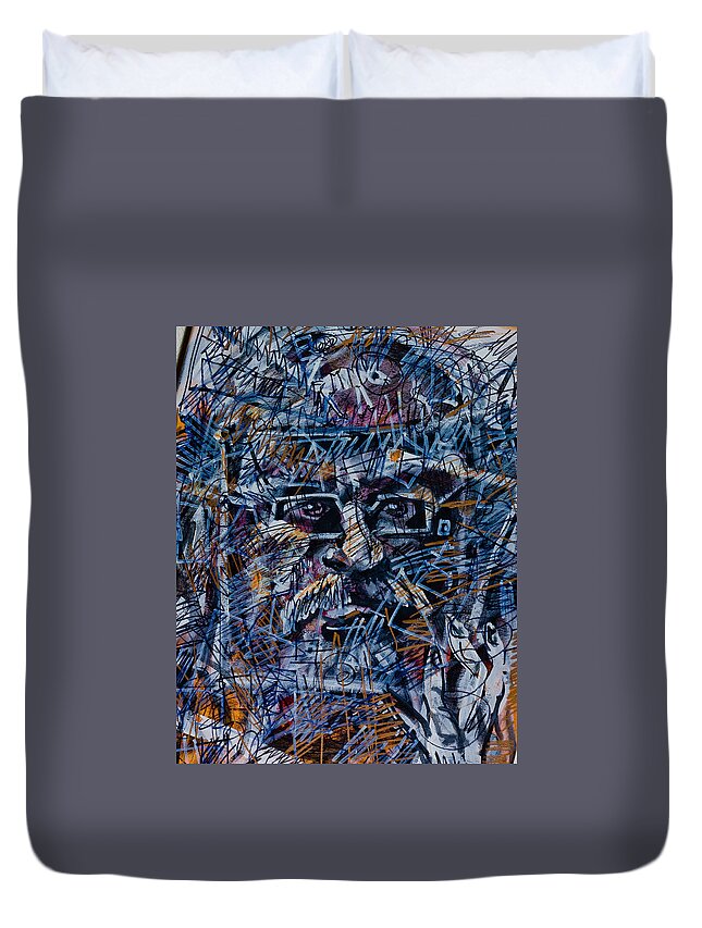 Face Duvet Cover featuring the painting Entangled by Maxim Komissarchik