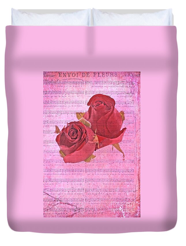 Rose Duvet Cover featuring the photograph Envoi De Fleurs Roses by David Birchall