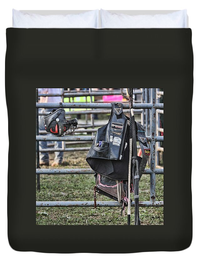 Rodeo Duvet Cover featuring the photograph Equipment by Denise Romano