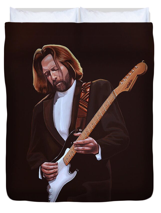 Eric Clapton Duvet Cover featuring the painting Eric Clapton Painting by Paul Meijering