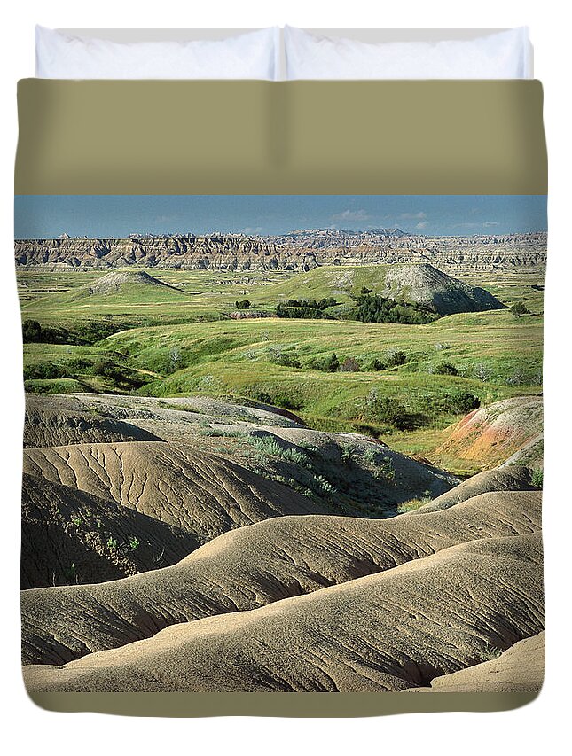 00201740 Duvet Cover featuring the photograph Eroded Landscape Badlands NP by Gerry Ellis