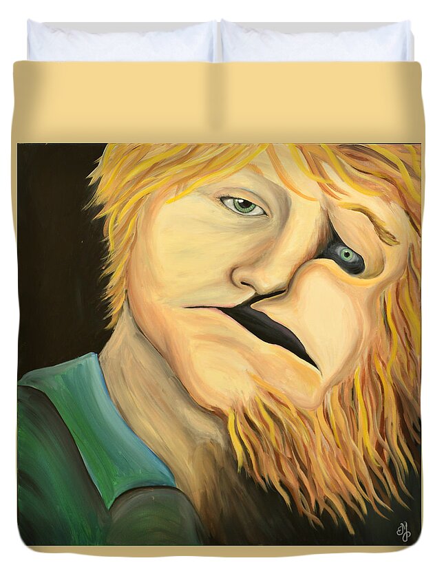 Beast Duvet Cover featuring the painting Escaping the inner beast by Meganne Peck