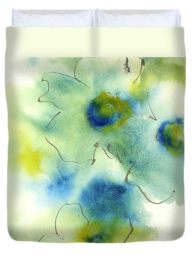 Original Watercolors Duvet Cover featuring the painting Essence Of Poppy II by Chris Paschke