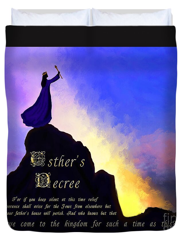 Esther Art Duvet Cover featuring the painting Esther's Decree by Constance Woods