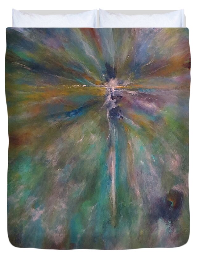 Abstract Duvet Cover featuring the painting Ethereal Dancer by Soraya Silvestri