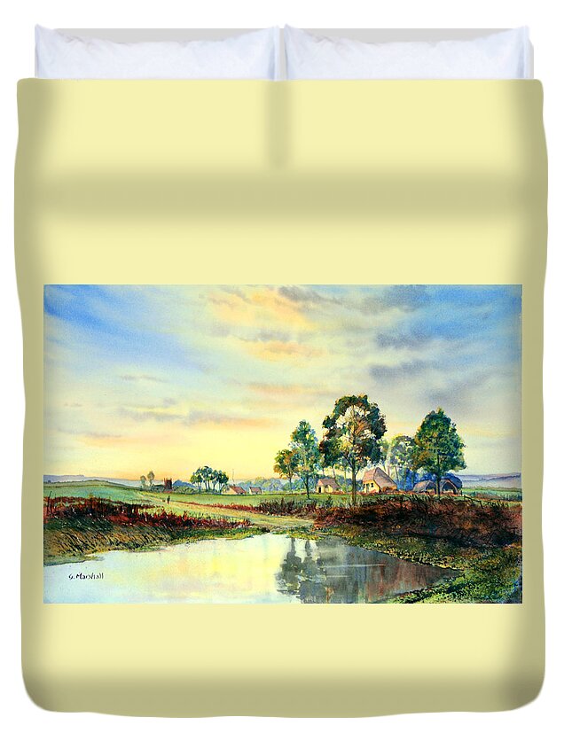Watercolour Duvet Cover featuring the painting Evening Falls by Glenn Marshall
