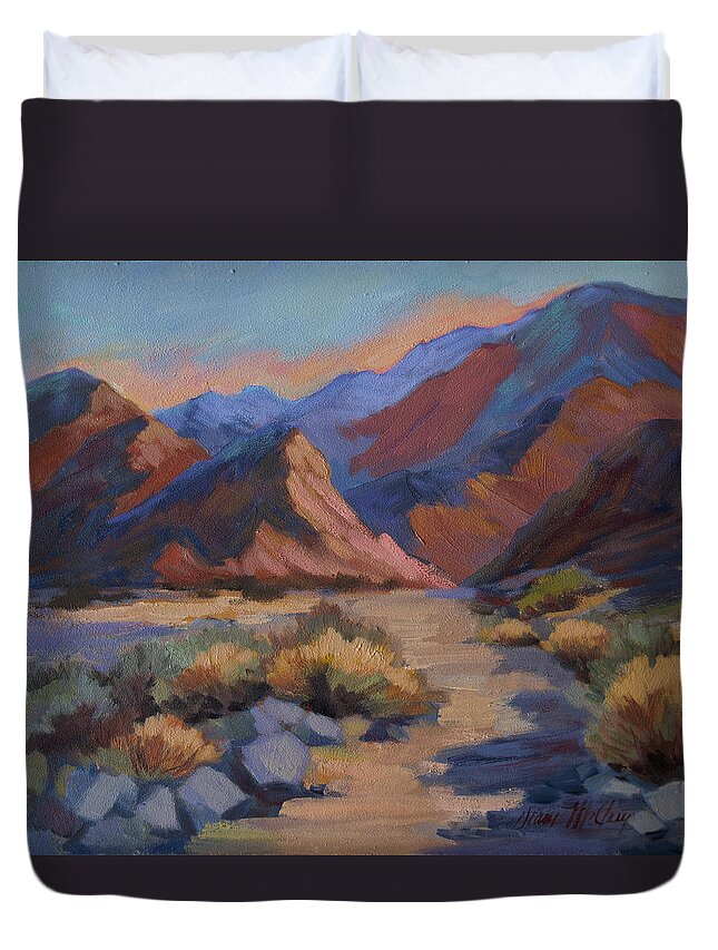 La Quinta Cove Duvet Cover featuring the painting Evening Walk in La Quinta Cove by Diane McClary