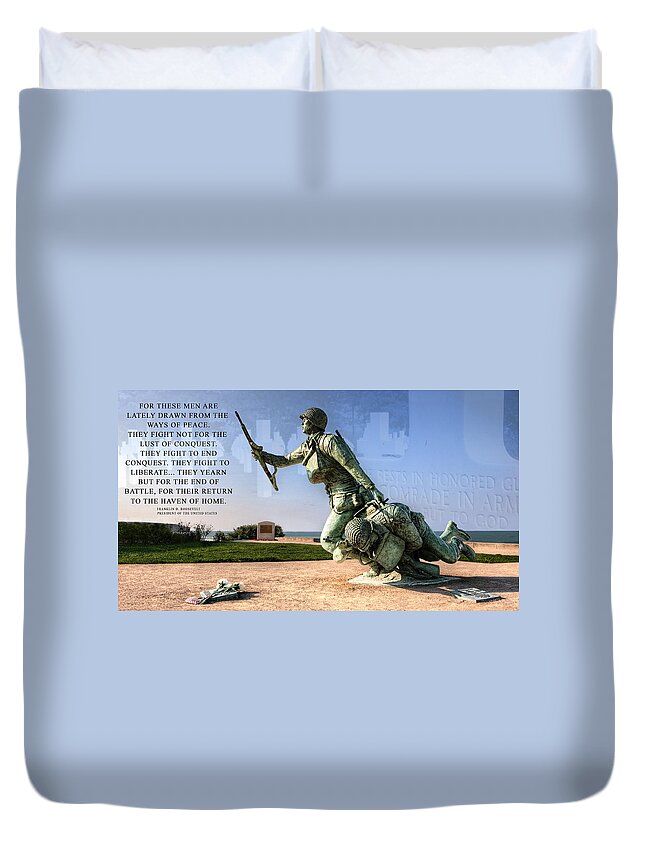 Ever Forward Duvet Cover featuring the photograph Ever Forward - D-Day Prayer by Weston Westmoreland