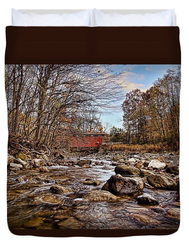 Cvnp Duvet Cover featuring the photograph Everett Rd Covered Bridge by Jack R Perry