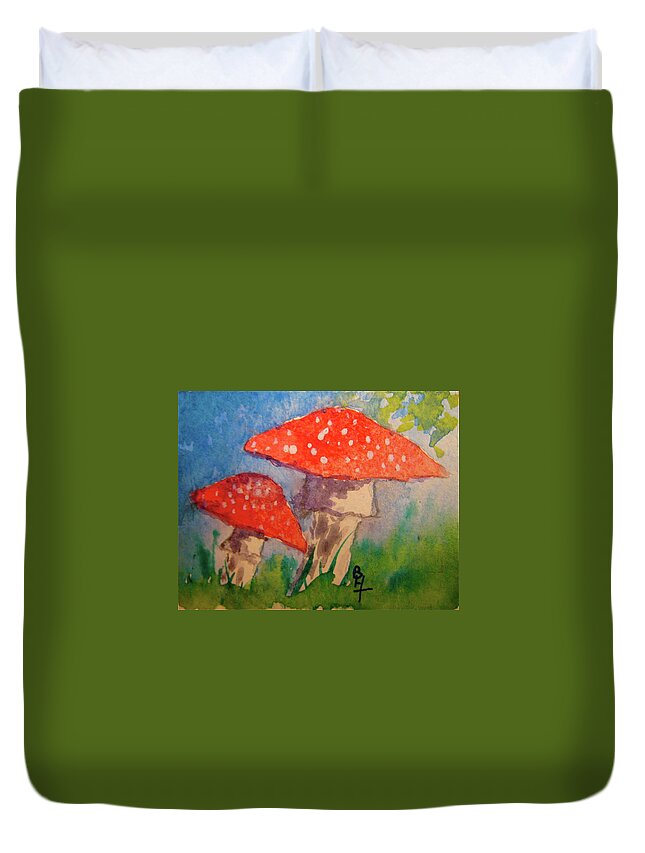 Amanita Muscaria Duvet Cover featuring the painting Everything Gets Brighter by Beverley Harper Tinsley