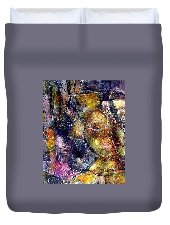 Katie Black Duvet Cover featuring the painting Evoke by Katie Black