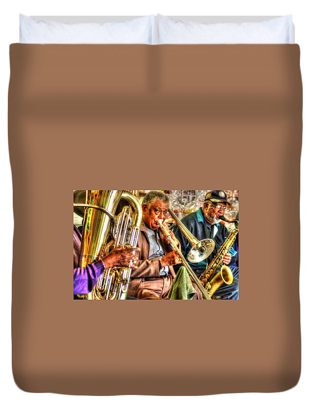 Mobile Duvet Cover featuring the digital art Excelsior Band 3 Piece by Michael Thomas