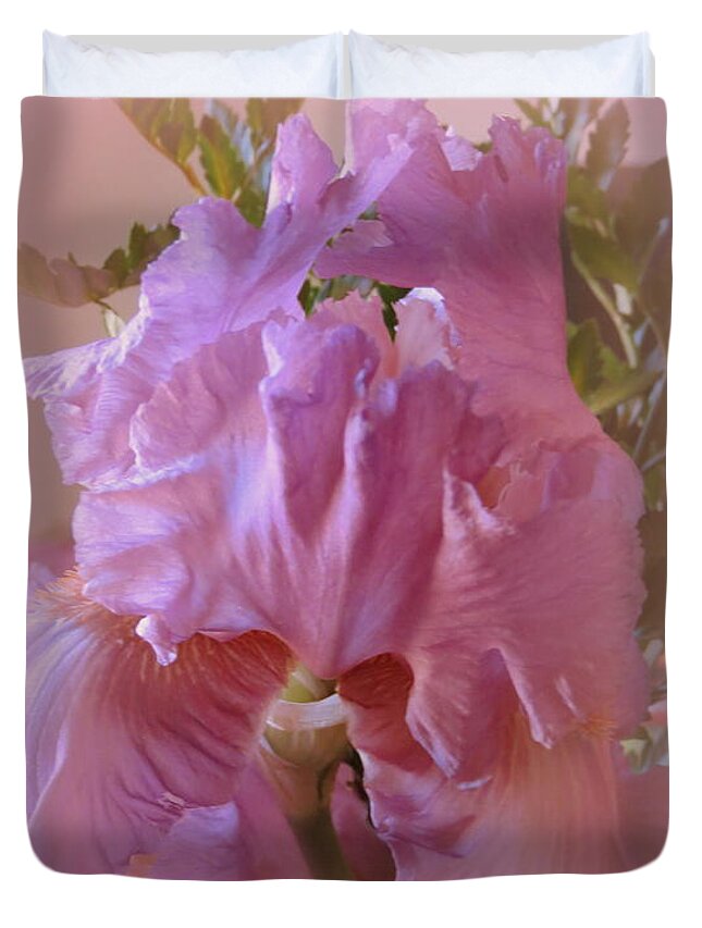 Pink Duvet Cover featuring the photograph Exotic Iris by Kay Novy