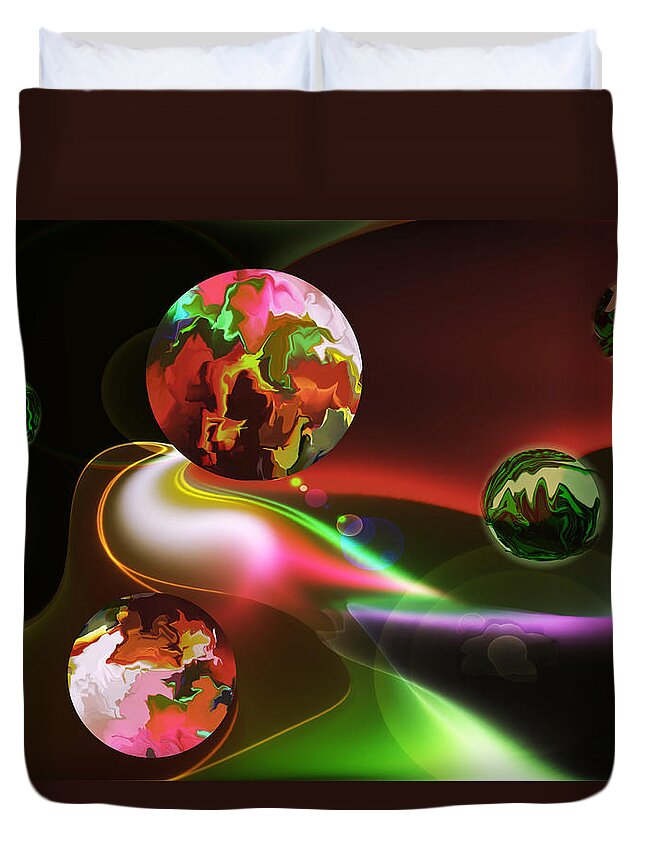 Computer Art Duvet Cover featuring the digital art Exotic Worlds by Kae Cheatham