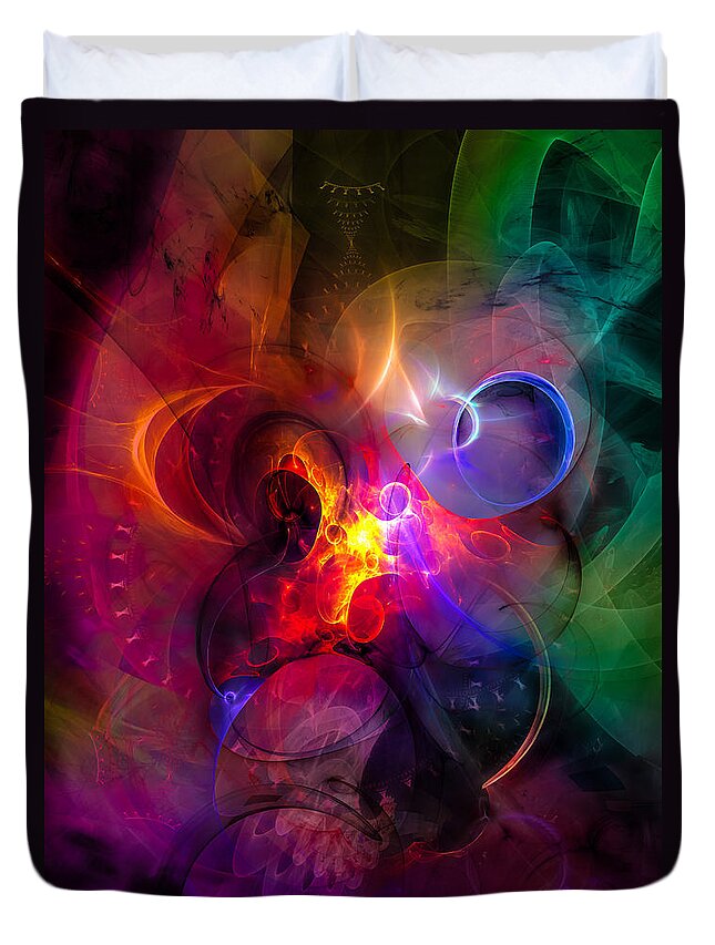 Abstract Duvet Cover featuring the digital art Explorers by Modern Abstract