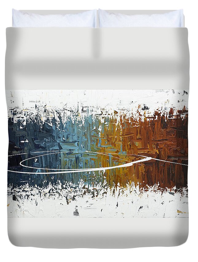 Abstract Art Duvet Cover featuring the painting Eye of the Beholder by Carmen Guedez