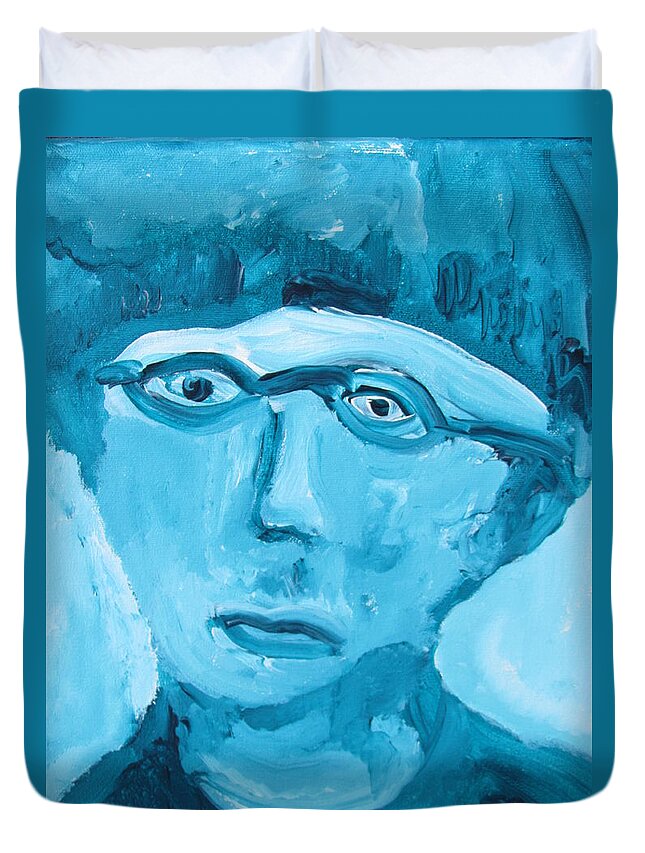 Face Duvet Cover featuring the painting Face One by Shea Holliman