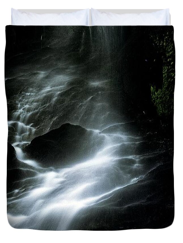 Yelapa Duvet Cover featuring the photograph Faces of the Falls by John Harmon