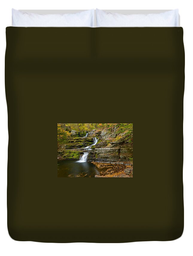 Factory Falls Duvet Cover featuring the photograph Factory Falls by Mark Rogers