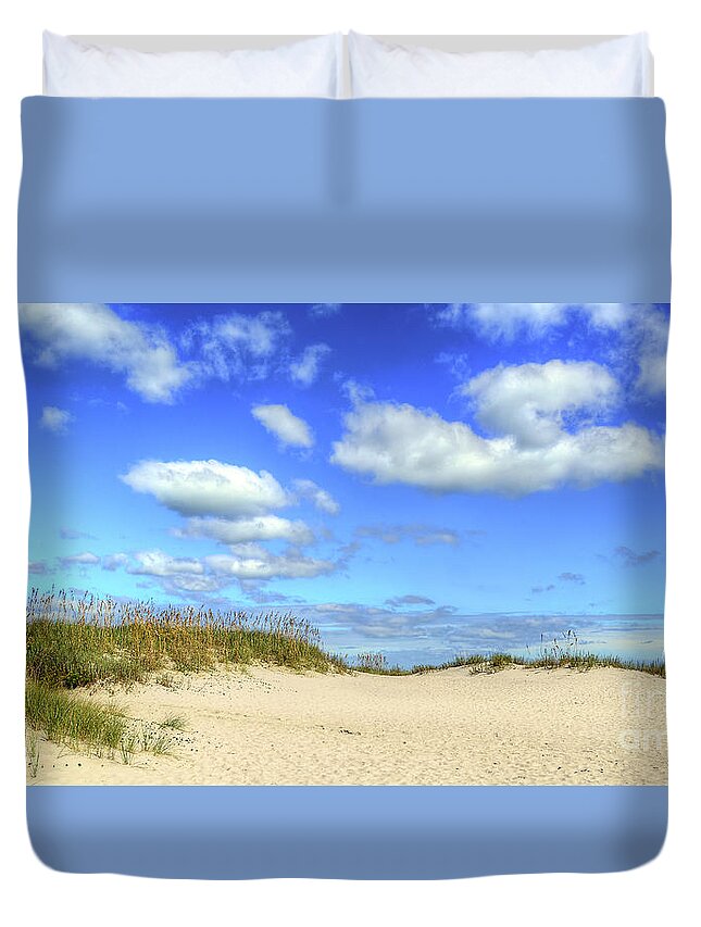 Beach Duvet Cover featuring the photograph Fair Weather Along The Beach by Kathy Baccari