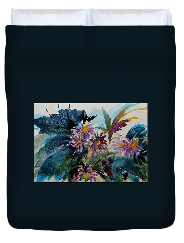 Aster Duvet Cover featuring the painting Fairyland Asters by Beverley Harper Tinsley