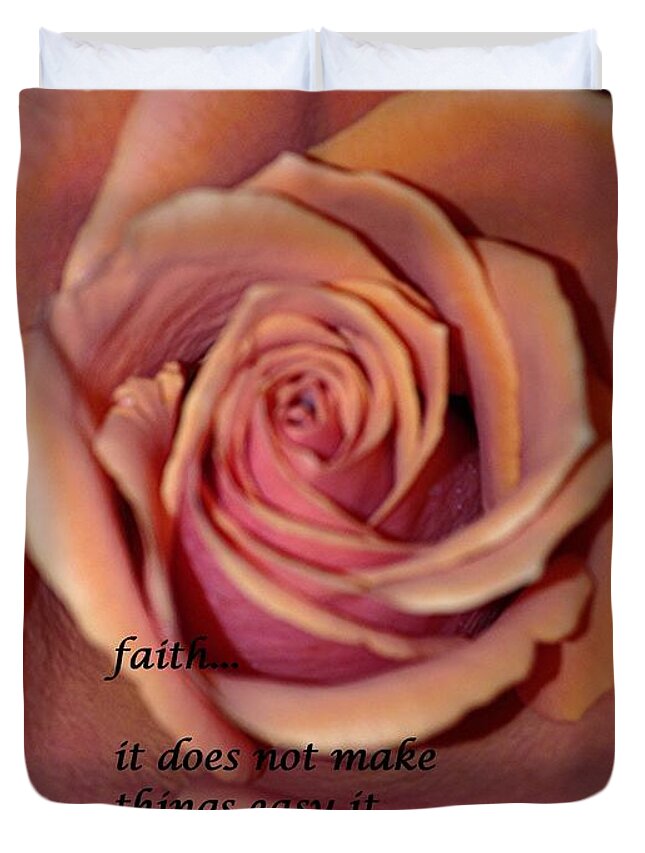 Rose Duvet Cover featuring the photograph Faith by Marian Lonzetta