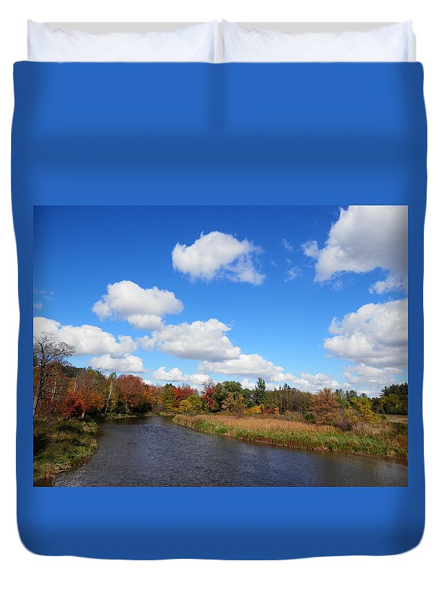River Duvet Cover featuring the photograph Fall at the Credit River by Pema Hou