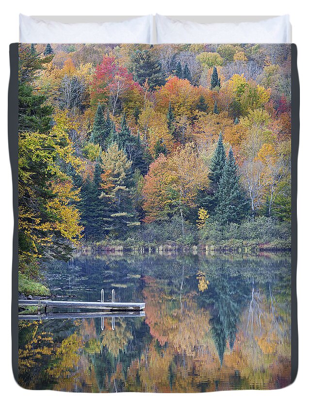 Fall Duvet Cover featuring the photograph Fall Colors On Nelson Pond by Alan L Graham