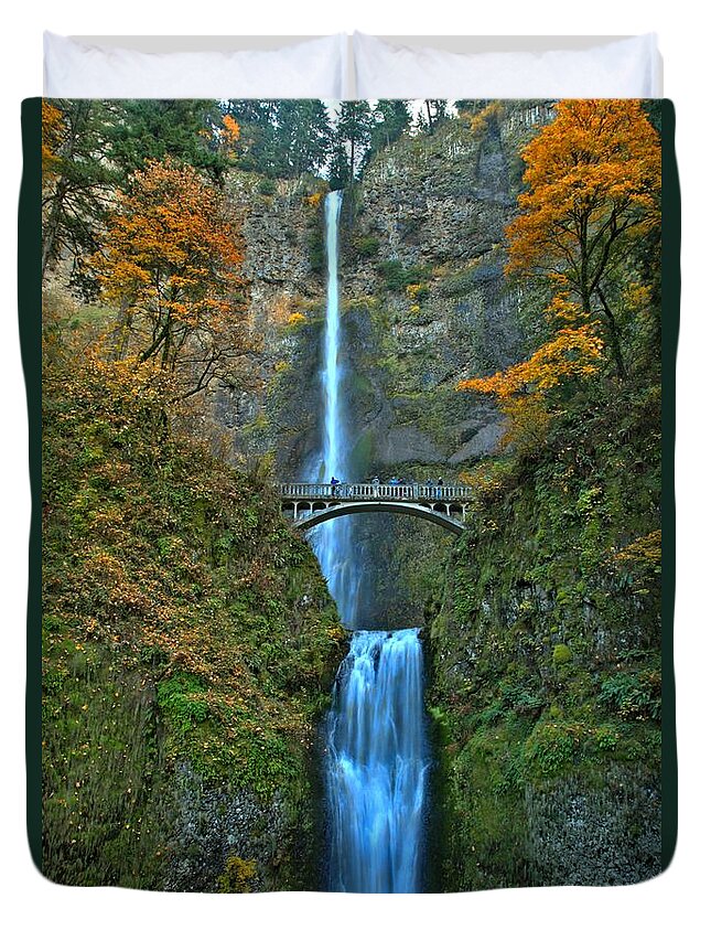 Multnomah Duvet Cover featuring the photograph Fall Decorations At Multnomah by Adam Jewell