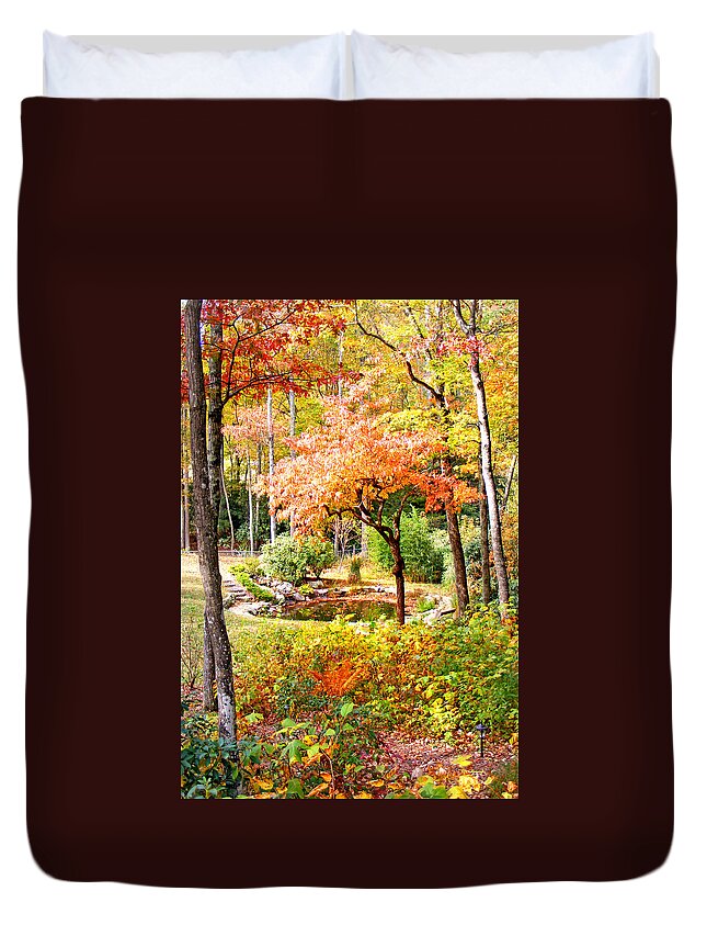 Duane Mccullough Duvet Cover featuring the photograph Fall Folage and Pond by Duane McCullough