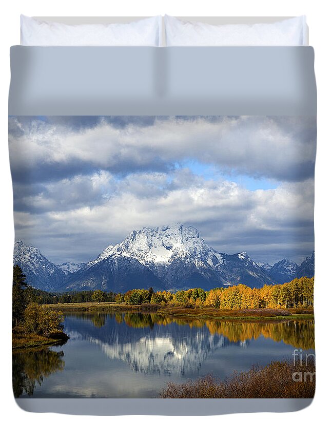 Oxbow Bend Duvet Cover featuring the photograph Fall Glory at the Oxbow by Deby Dixon
