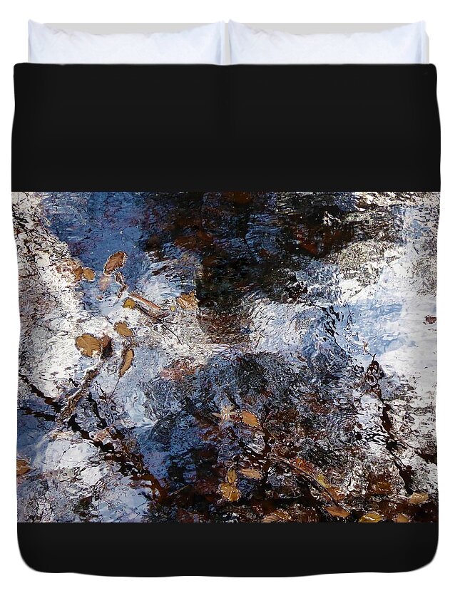 River Duvet Cover featuring the photograph Abstract in the river- made by nature by Nili Tochner