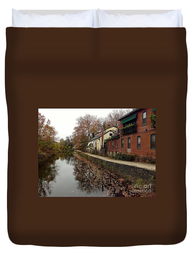 Lambertville Duvet Cover featuring the photograph Fall on the Canal by Christopher Plummer