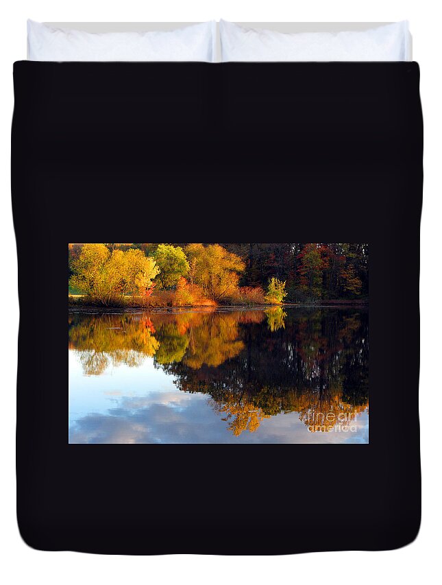 Trees Duvet Cover featuring the photograph Fall Scene by Olivier Le Queinec