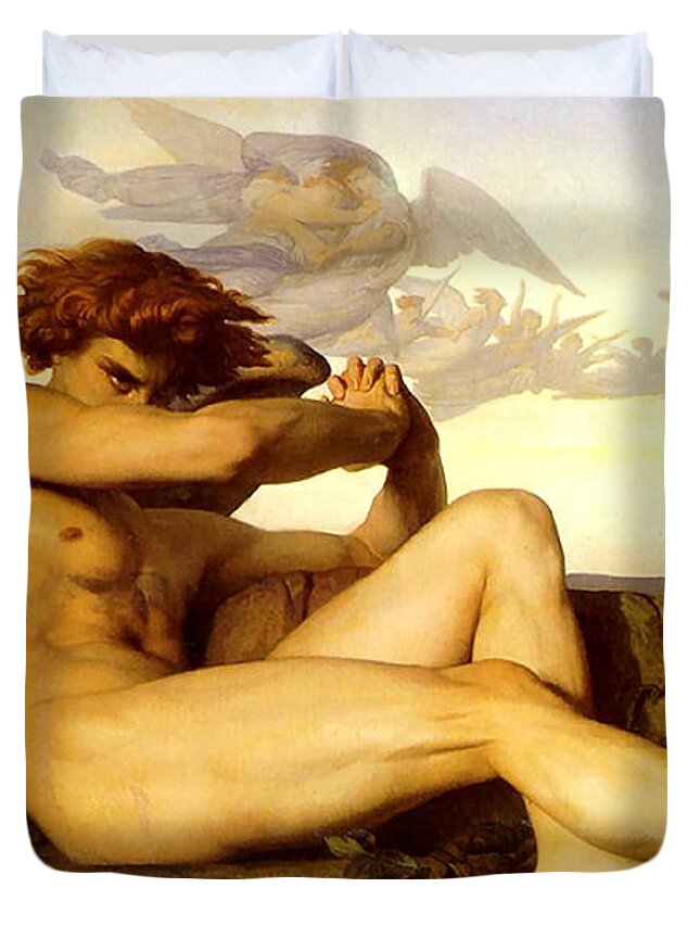 Alexandre Cabanel Duvet Cover featuring the painting Fallen Angel by Alexandre Cabanel