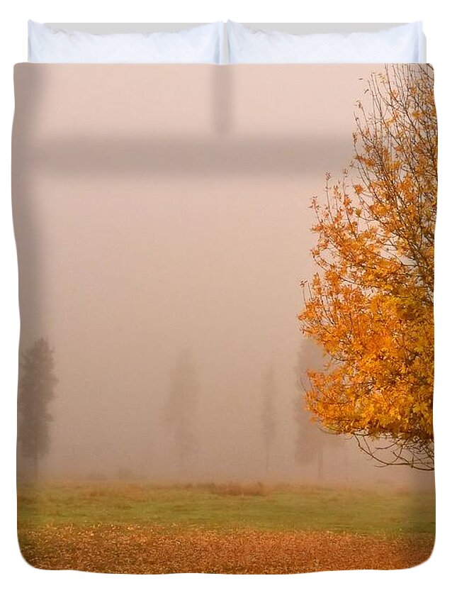 Landscape Duvet Cover featuring the photograph Falling Leaves by Julia Hassett