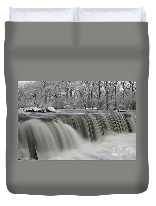 Waterfalls Duvet Cover featuring the photograph Falls in Winter by Timothy Johnson