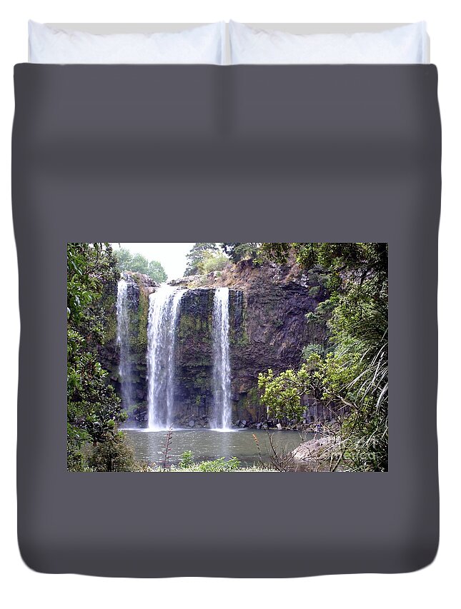 Waterfall Duvet Cover featuring the photograph Falls Trio by Barbie Corbett-Newmin
