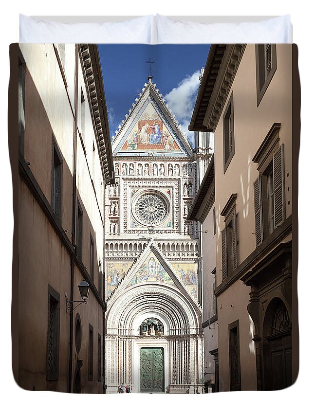 Arch Duvet Cover featuring the photograph Famous Duomo Di Orvieto In Umbria Italy by Matteo Colombo
