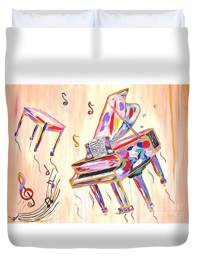 Fantasy Impromptu Duvet Cover featuring the painting Fantasy Impromptu by Phyllis Kaltenbach