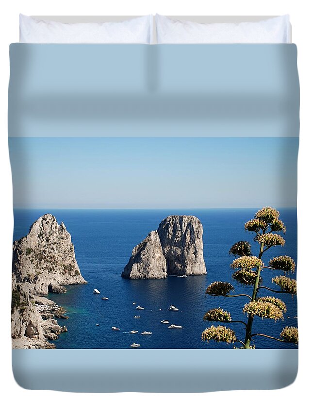 Faraglioni Duvet Cover featuring the photograph Faraglioni in Capri by Dany Lison
