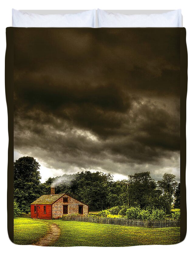 Savad Duvet Cover featuring the photograph Farm - Barn - Storms a comin by Mike Savad
