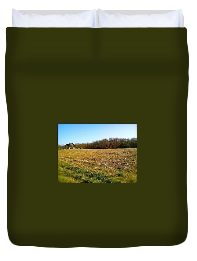 Farm Duvet Cover featuring the photograph Farm Field with Old Barn by Chris W Photography AKA Christian Wilson