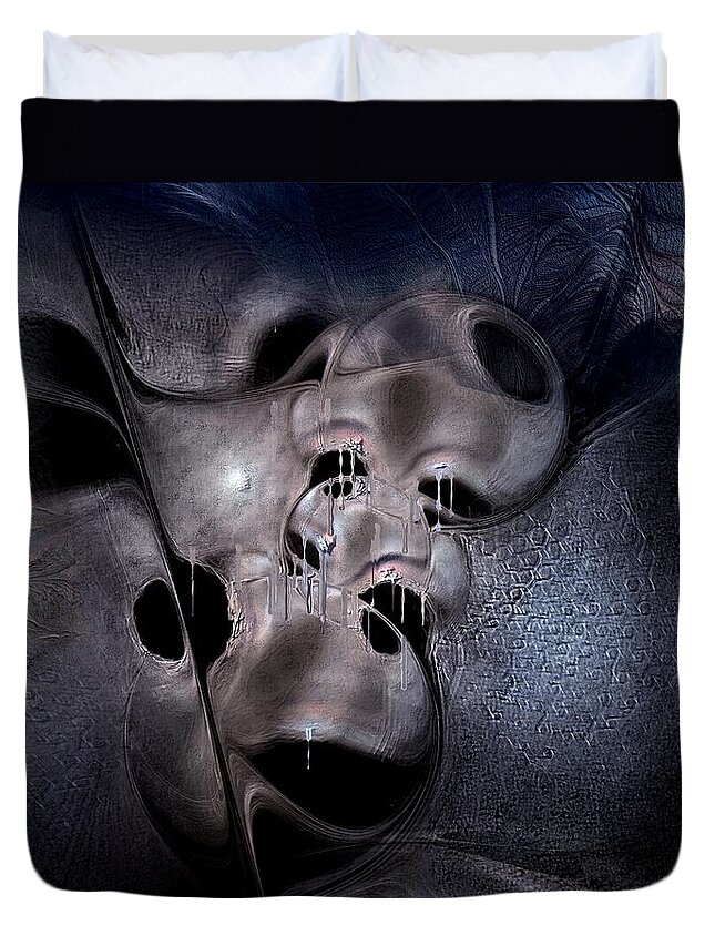 Abstract Duvet Cover featuring the digital art Farmaceutical Future by Casey Kotas
