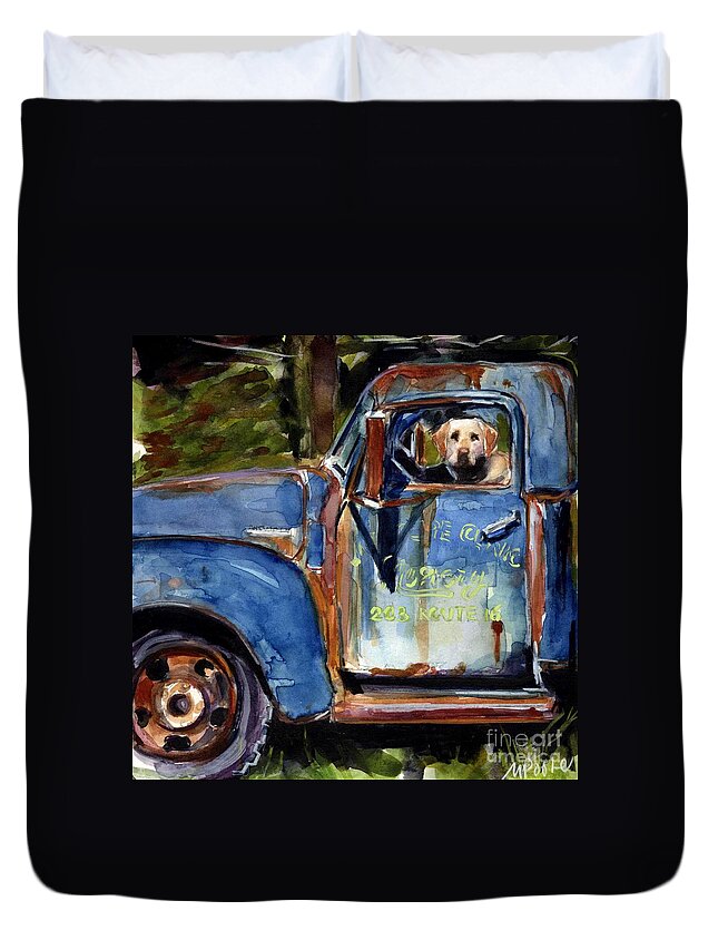 Dog Duvet Cover featuring the painting Farmhand by Molly Poole