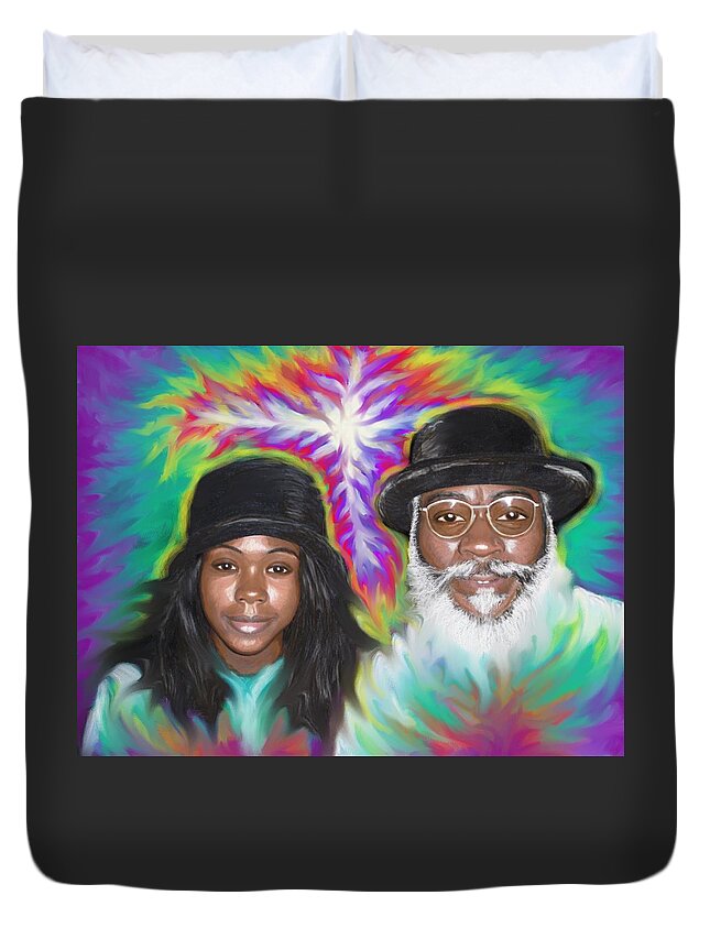 Ministry Duvet Cover featuring the painting Father and Daughter Spirit Ministry by Hidden Mountain