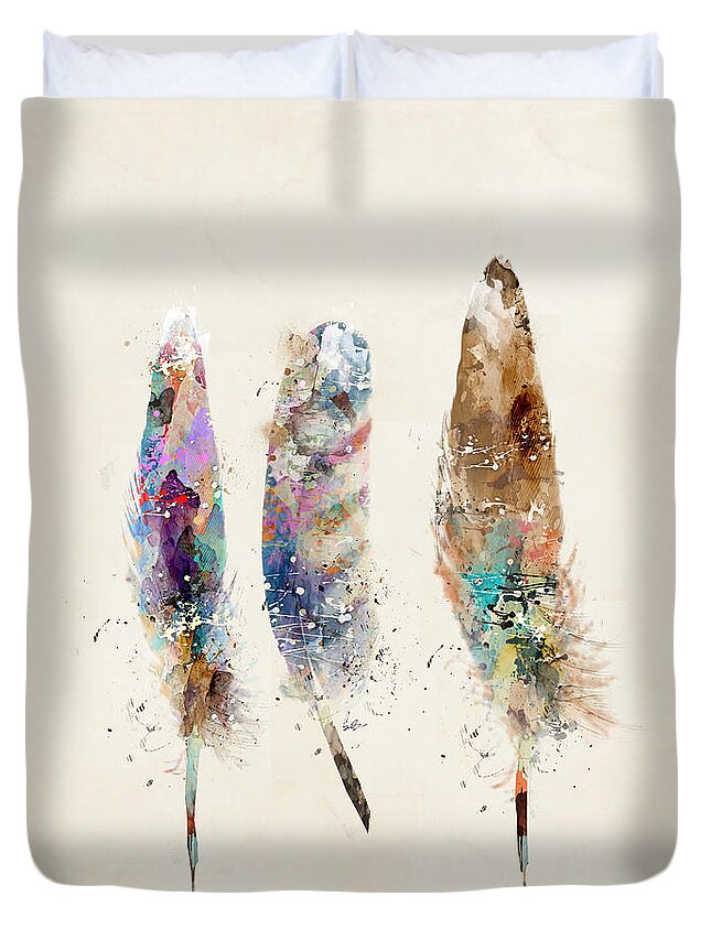 Feathers Duvet Cover featuring the painting Feathers by Bri Buckley