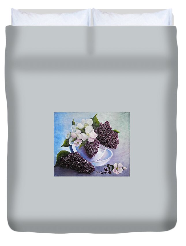 Fragrance Duvet Cover featuring the painting Feel the fragrance by Vesna Martinjak