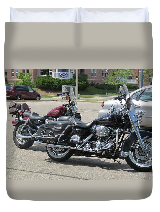 Harley Davidson Duvet Cover featuring the photograph Feel The Wind In Your Face by Kay Novy