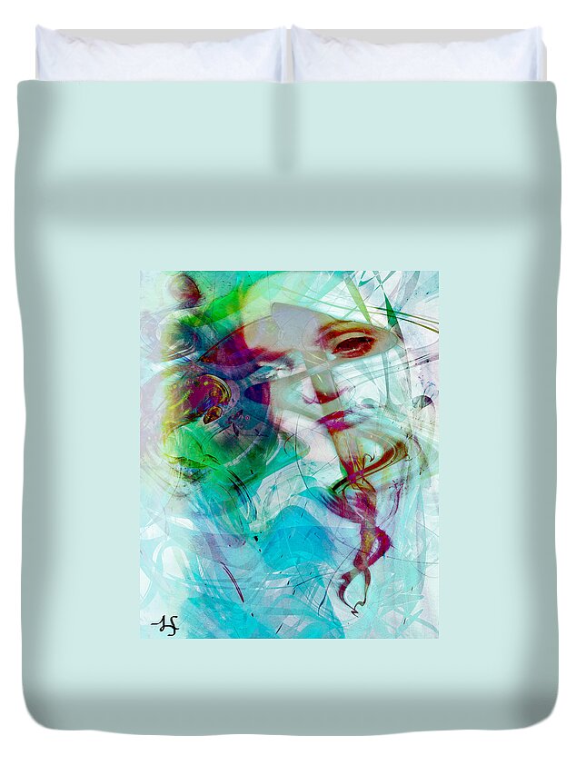 Feeling Abstract Duvet Cover featuring the digital art Feeling Abstract by Linda Sannuti